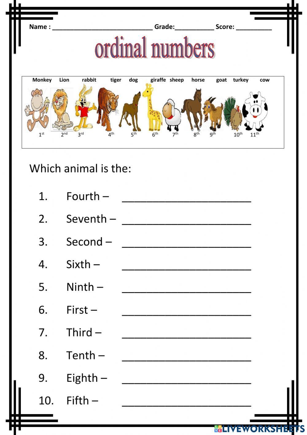 60 Worksheet About Ordinal Numbers 40