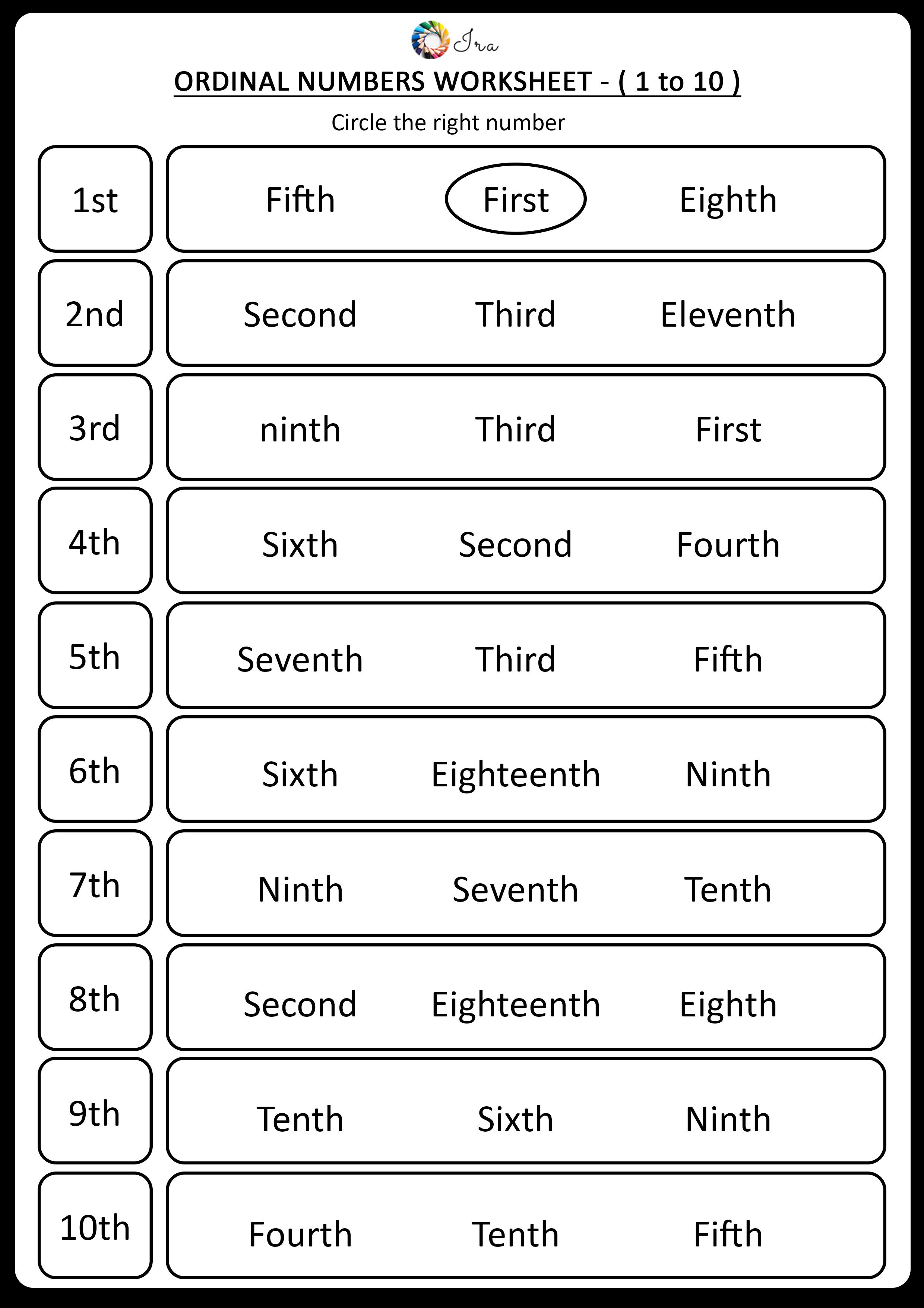 60 Worksheet About Ordinal Numbers 44