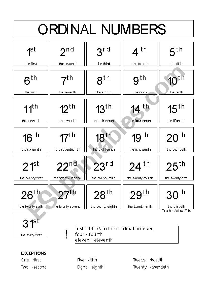 60 Worksheet About Ordinal Numbers 62