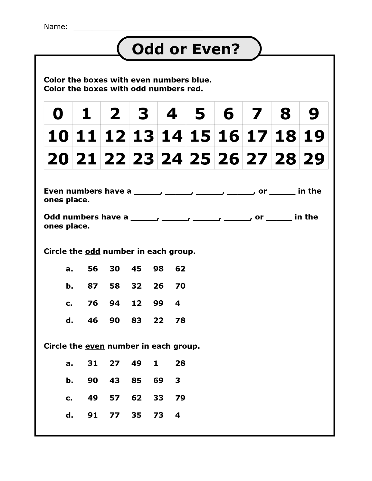 61 Even And Odd Worksheets 14