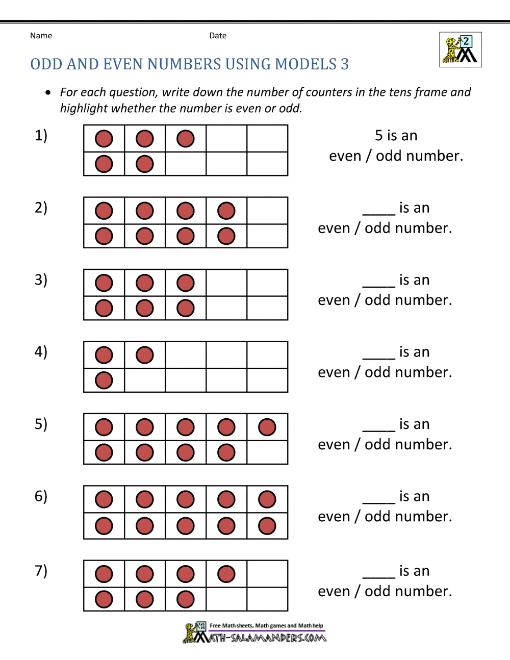 61 Even And Odd Worksheets 7