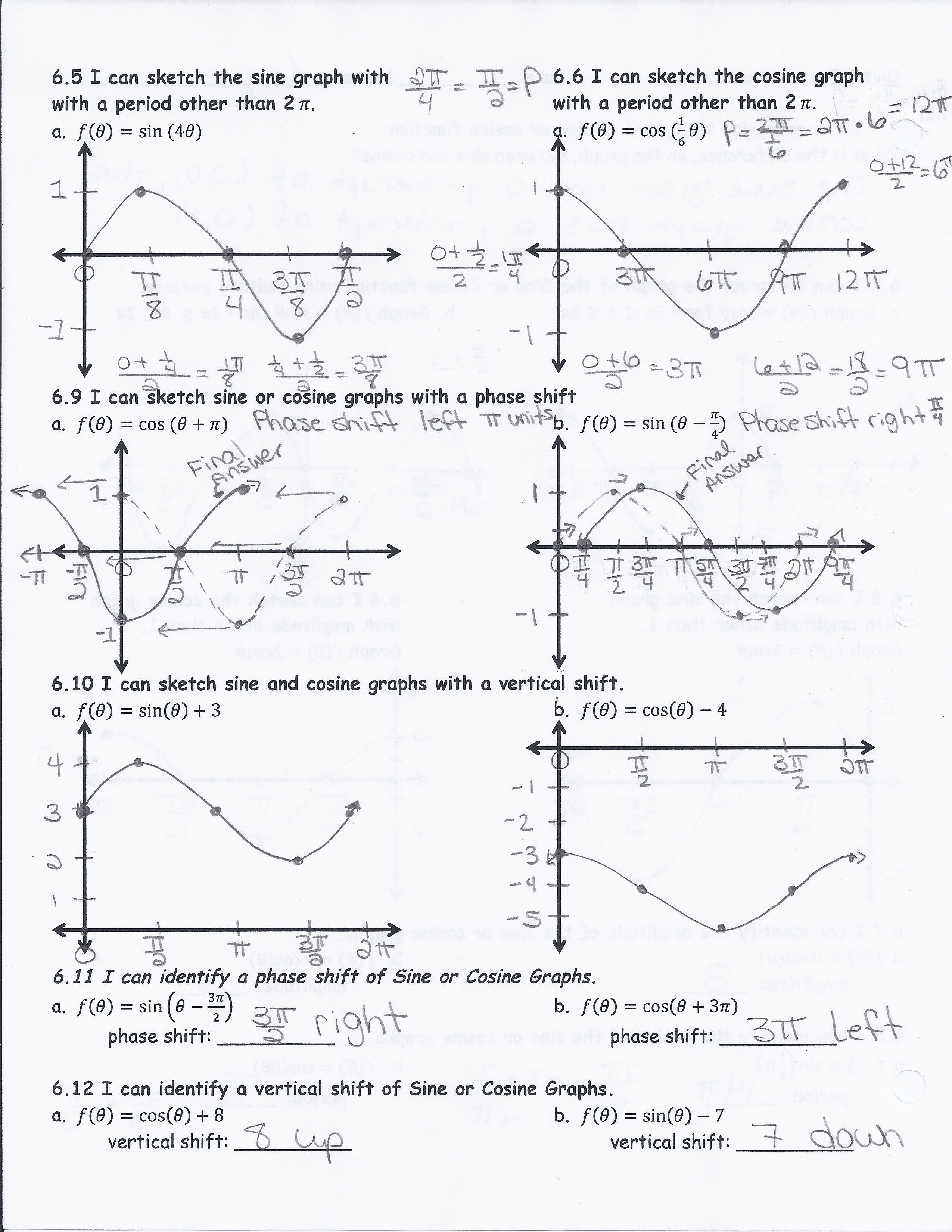 61 Graphing Trig Functions Worksheet 3