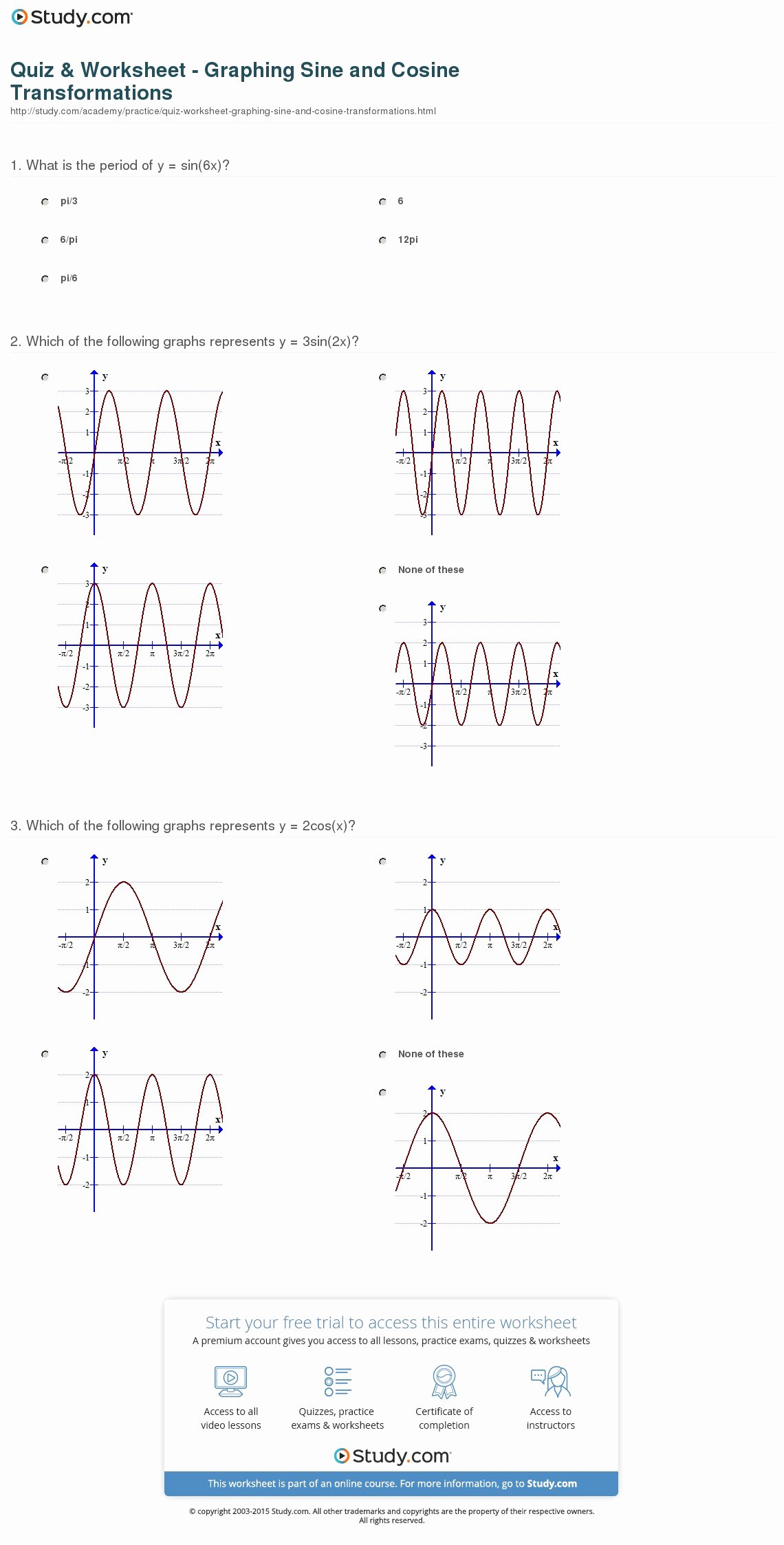 61 Graphing Trig Functions Worksheet 43