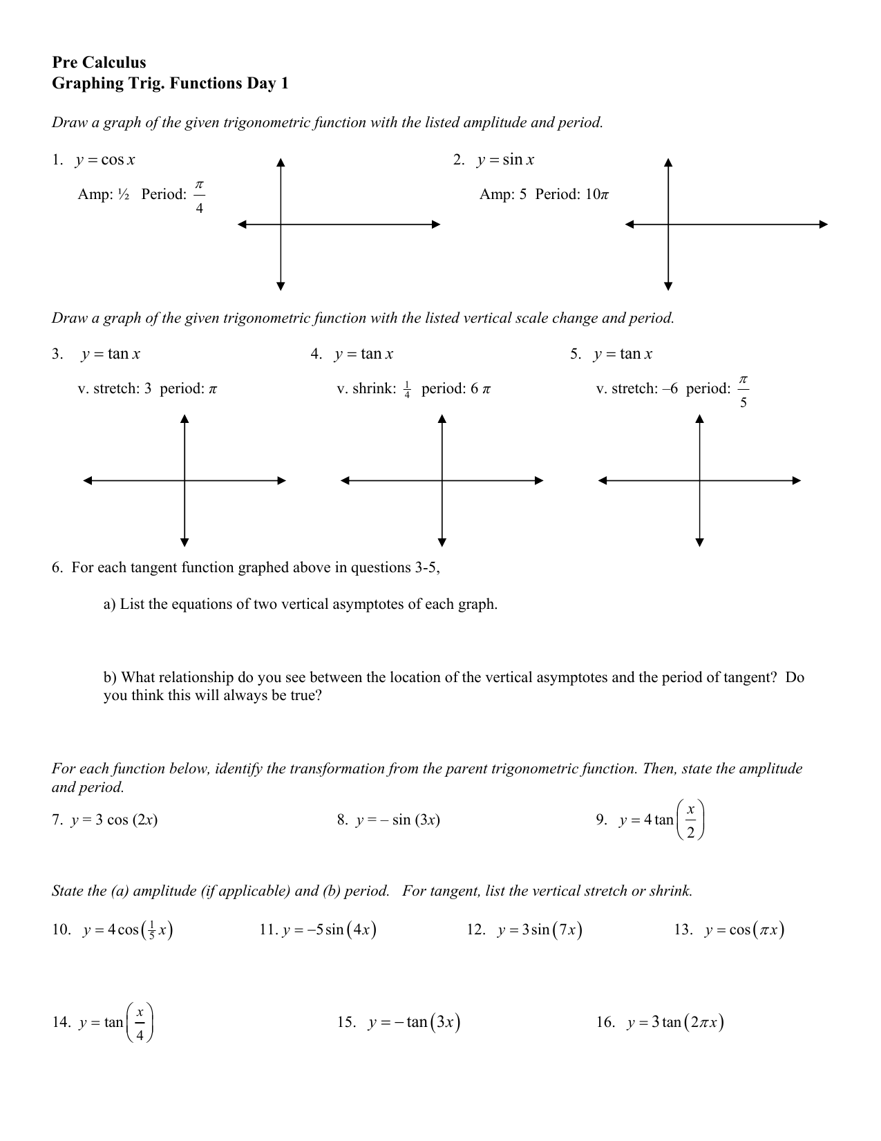 61 Graphing Trig Functions Worksheet 51