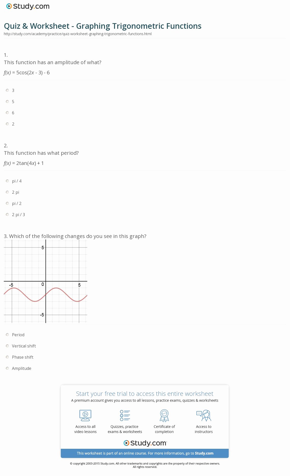 61 Graphing Trig Functions Worksheet 54