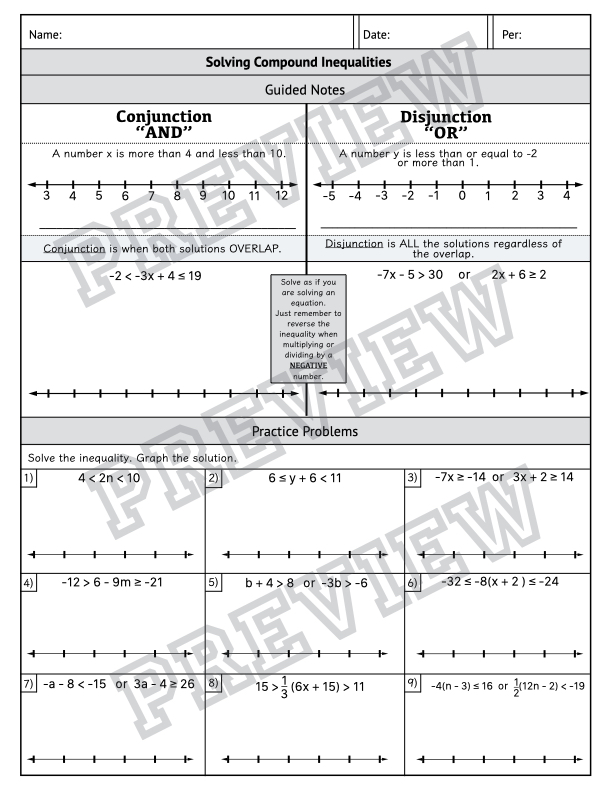 62 Solving Compound Inequalities Worksheet 13