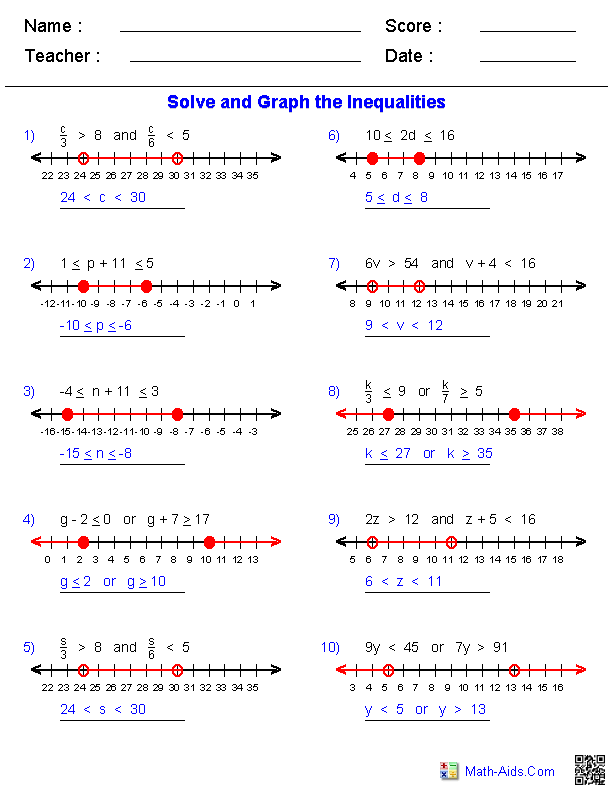 62 Solving Compound Inequalities Worksheet 17