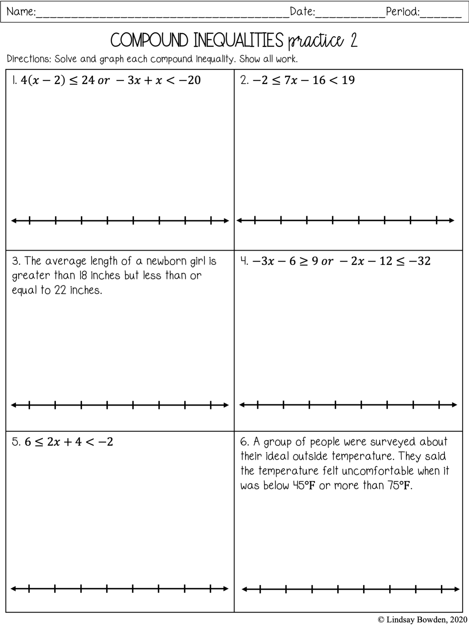 62 Solving Compound Inequalities Worksheet 20