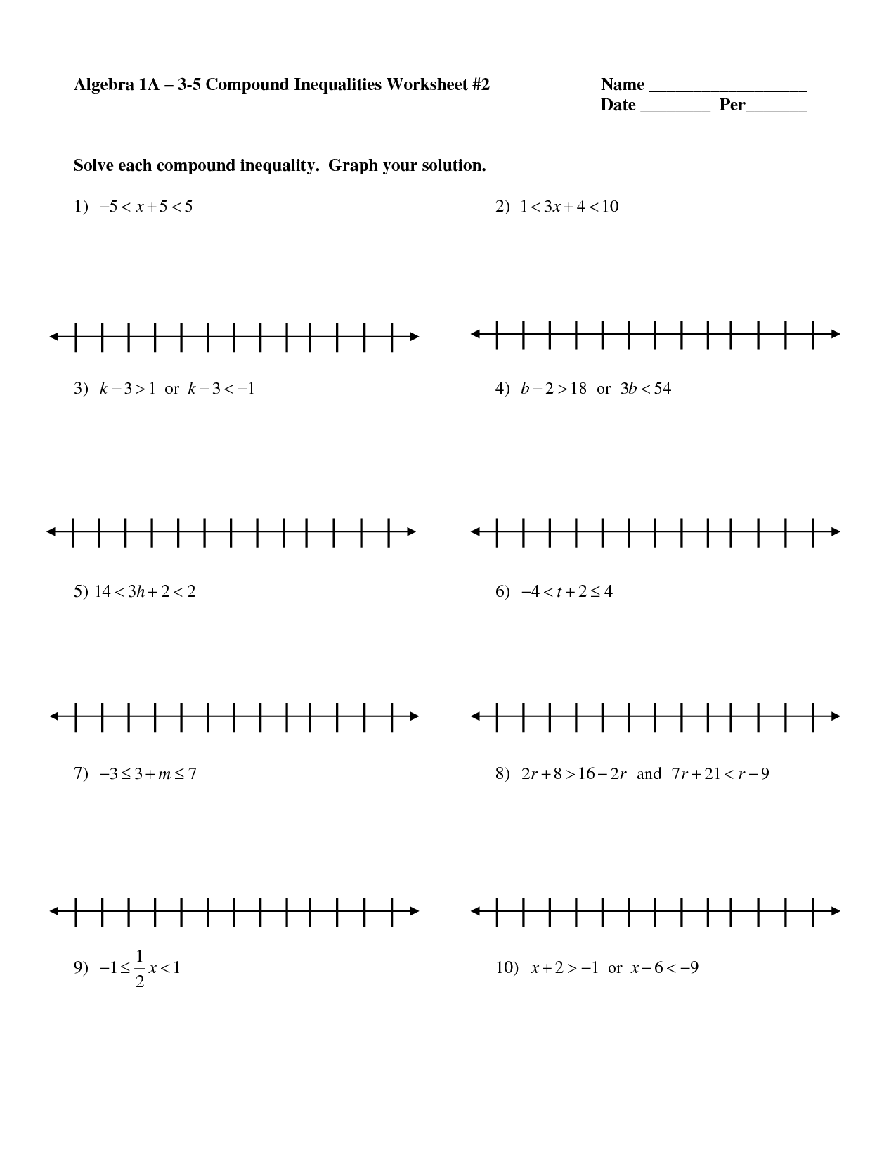 62 Solving Compound Inequalities Worksheet 24