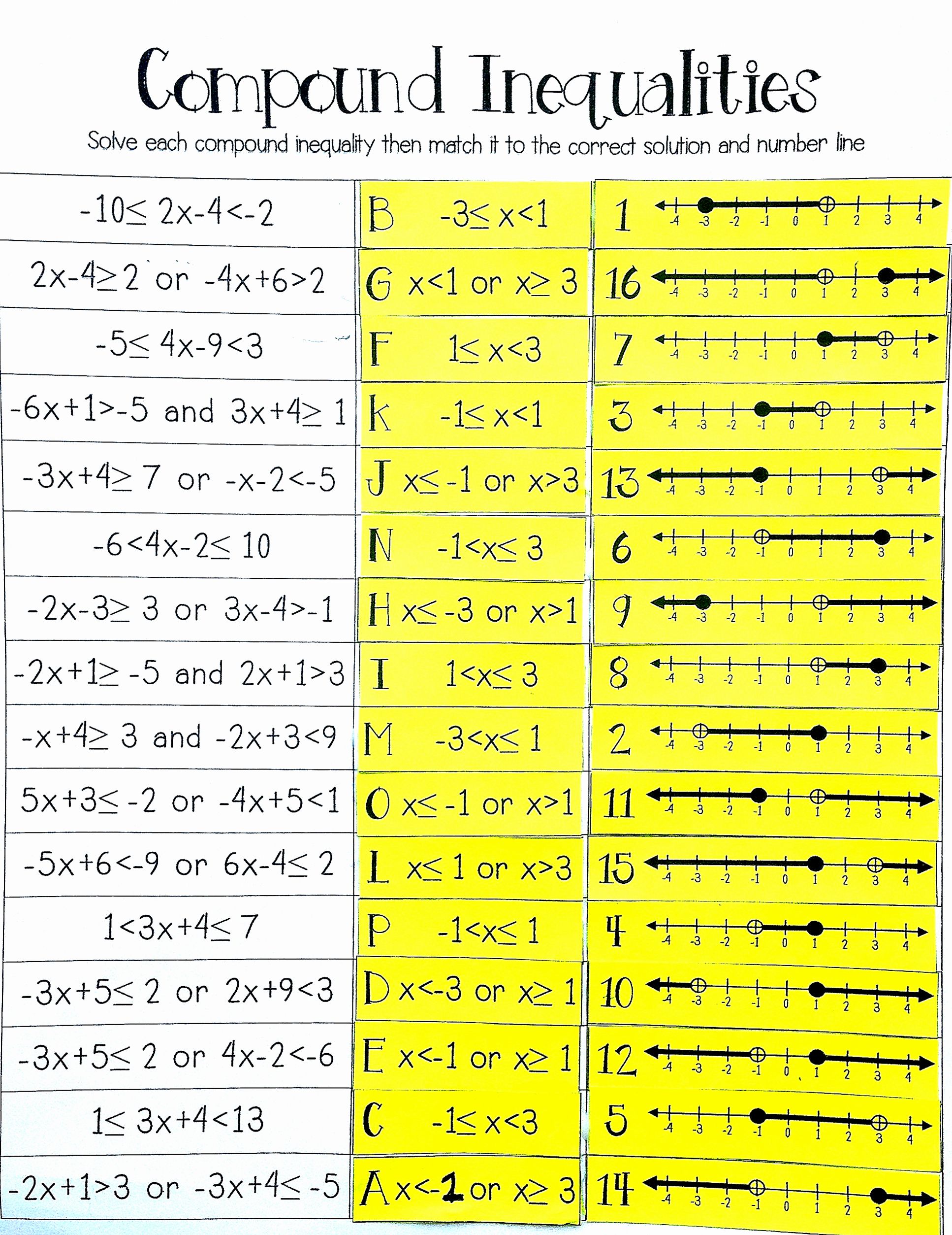 62 Solving Compound Inequalities Worksheet 42