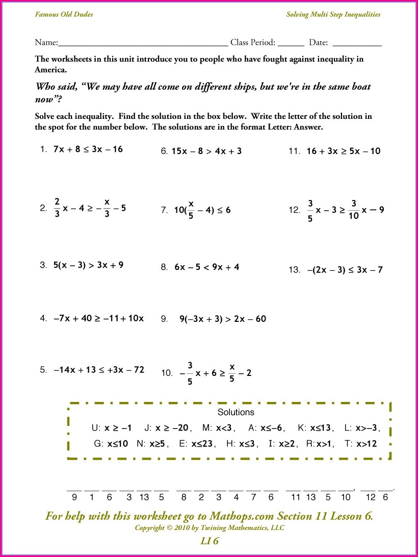 62 Solving Compound Inequalities Worksheet 9