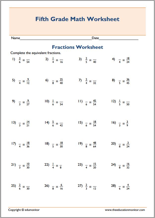 65 Fractions Worksheets Grade 5 1