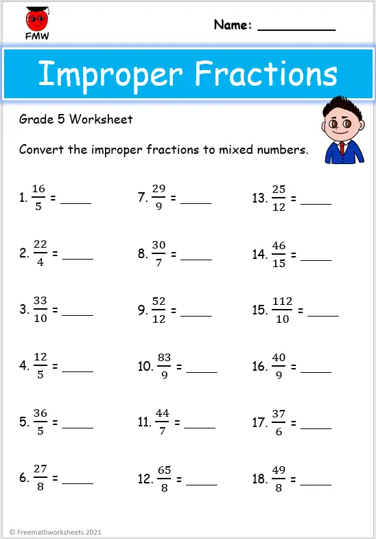 65 Fractions Worksheets Grade 5 15