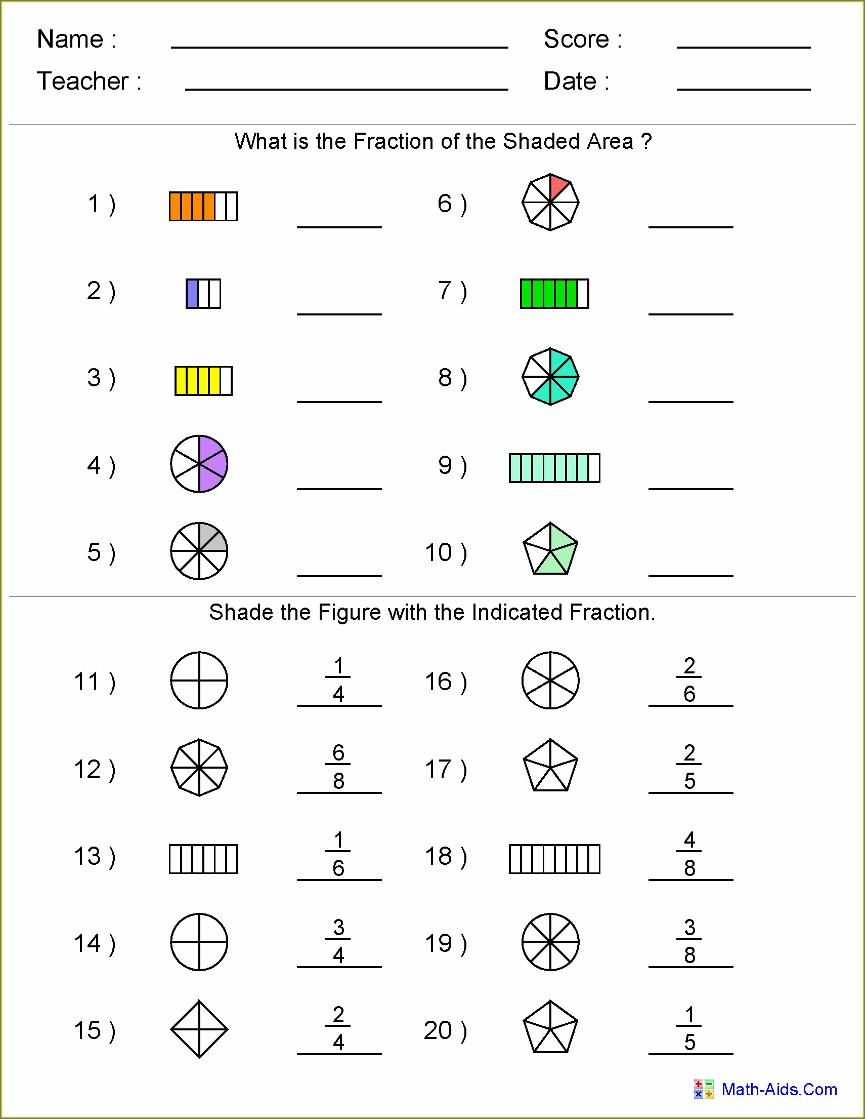 65 Fractions Worksheets Grade 5 20