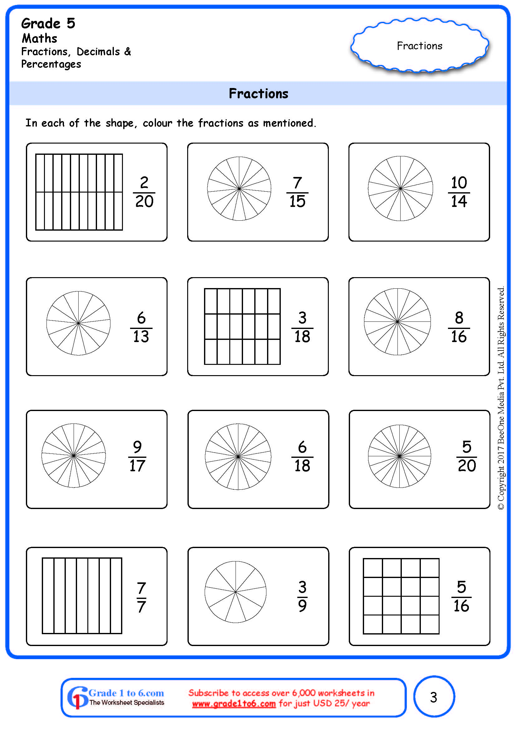 65 Fractions Worksheets Grade 5 22