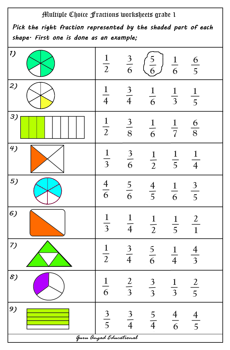 65 Fractions Worksheets Grade 5 26