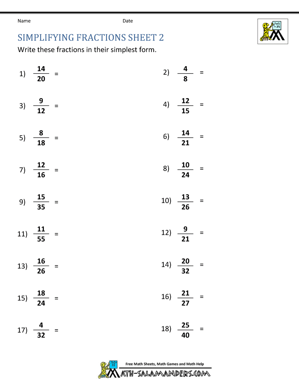 65 Fractions Worksheets Grade 5 28