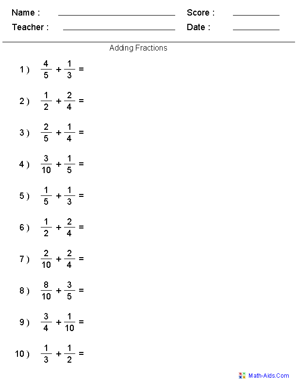 65 Fractions Worksheets Grade 5 40