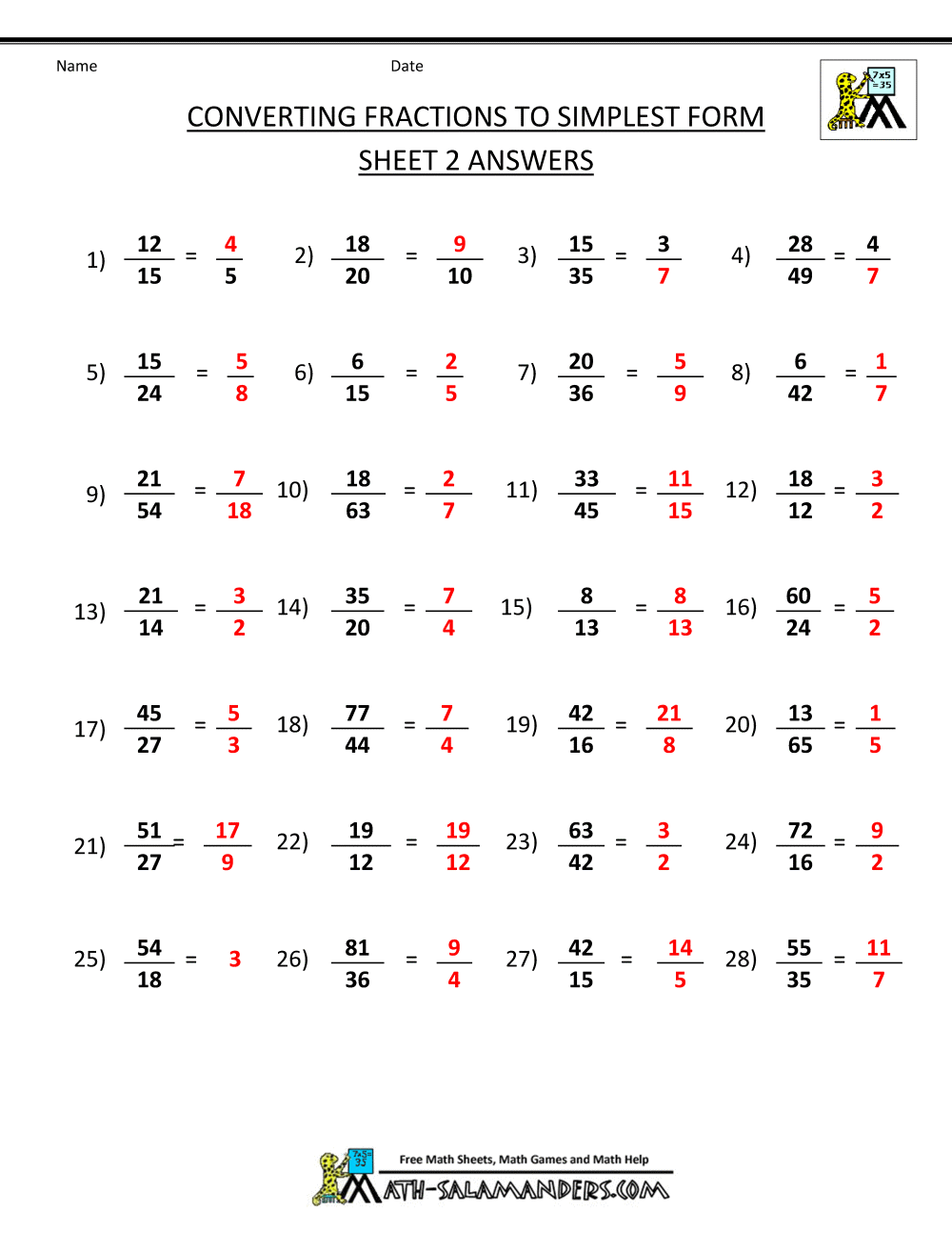 65 Fractions Worksheets Grade 5 45