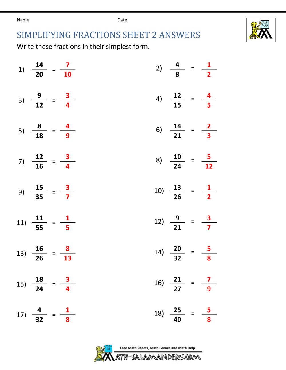 65 Fractions Worksheets Grade 5 48