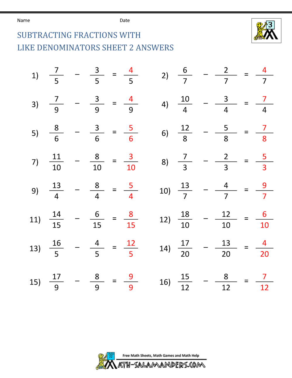 65 Fractions Worksheets Grade 5 67