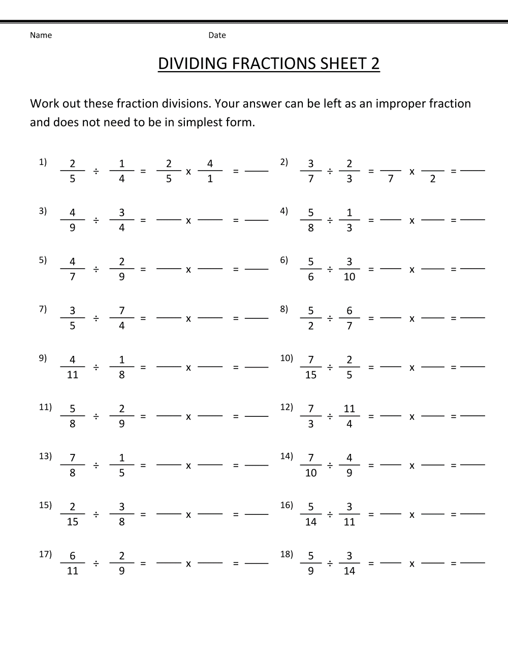 65 Fractions Worksheets Grade 5 70