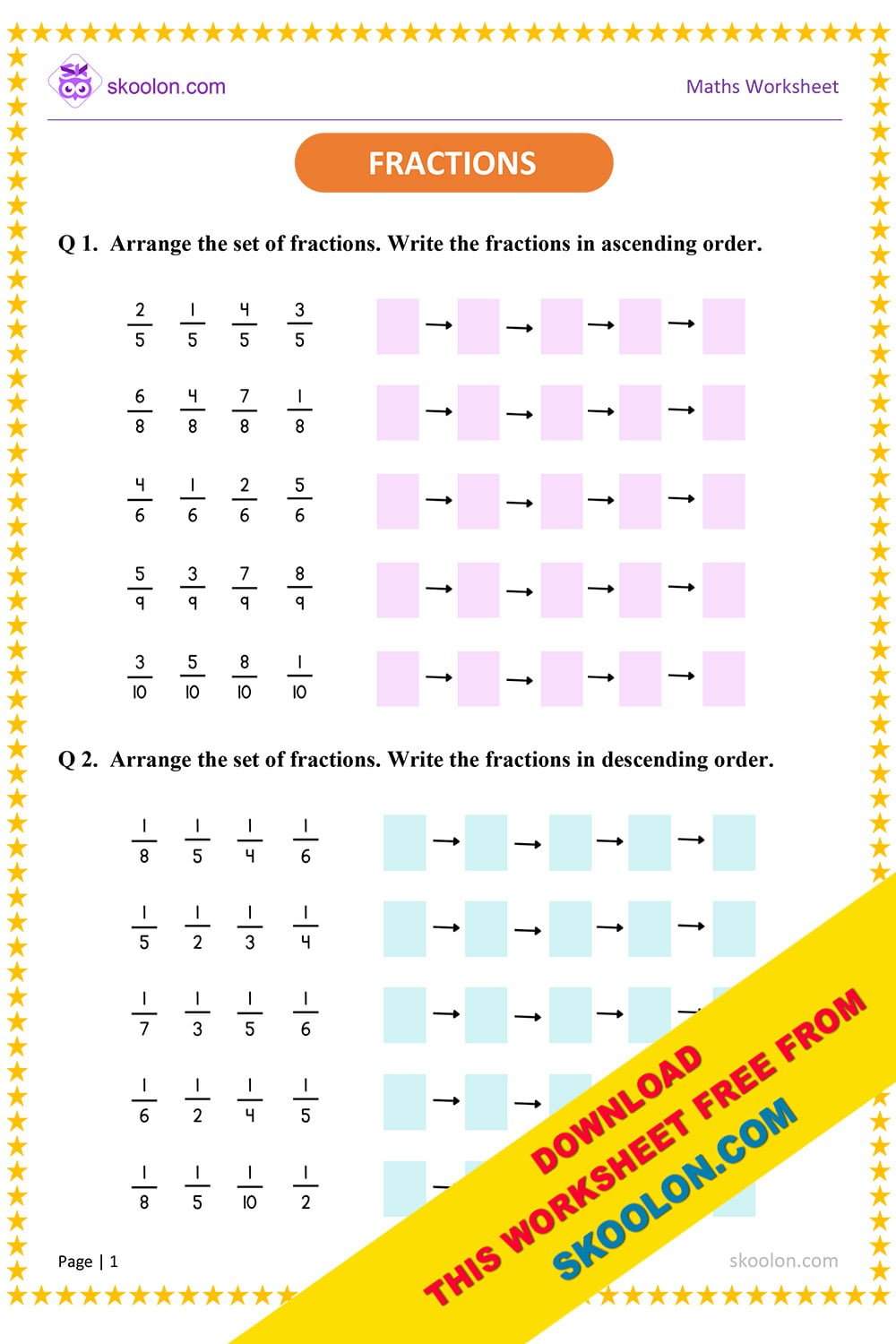 65 Fractions Worksheets Grade 5 9