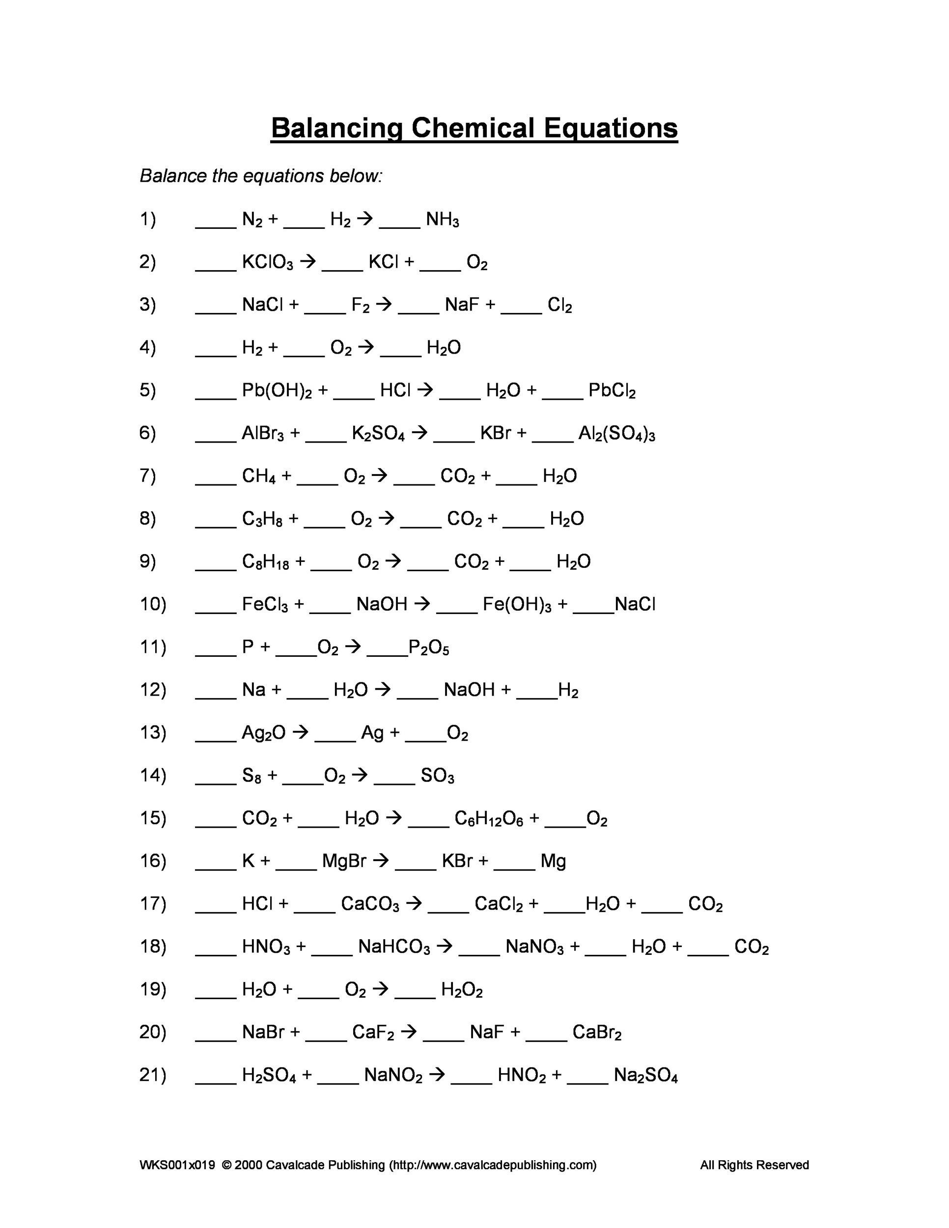 65 Writing Chemical Equations Worksheet 12