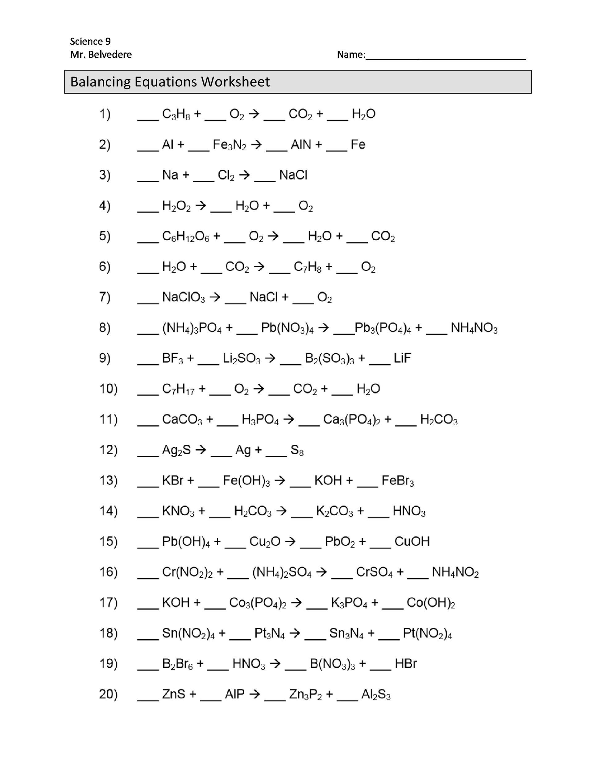 65 Writing Chemical Equations Worksheet 19