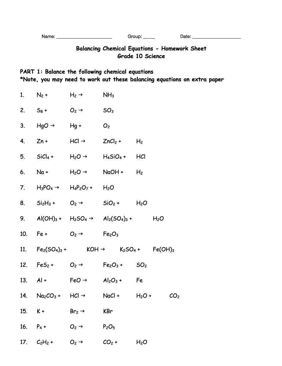 65 Writing Chemical Equations Worksheet 23