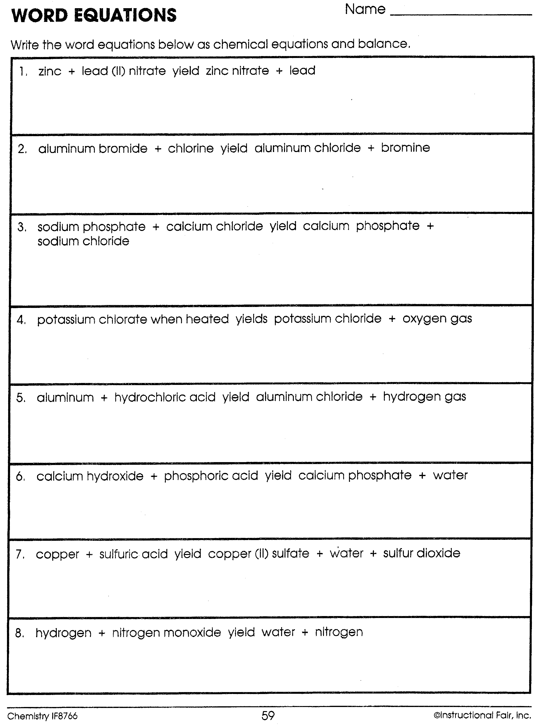 65 Writing Chemical Equations Worksheet 39