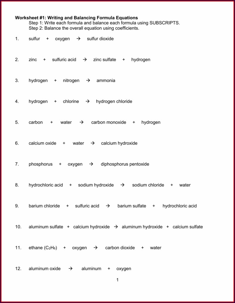 65 Writing Chemical Equations Worksheet 64