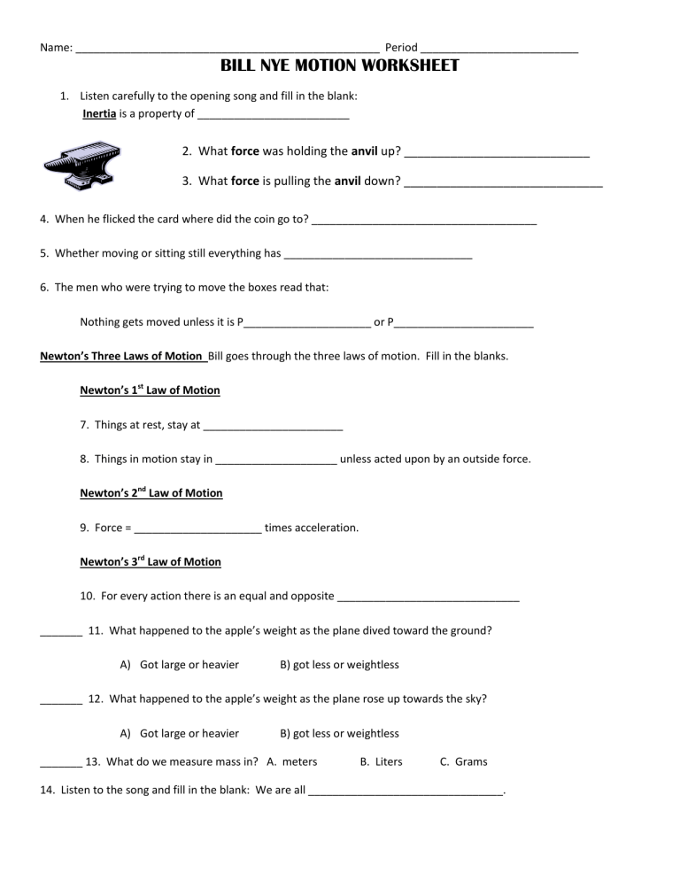 35 Bill Nye Motion Worksheet 25