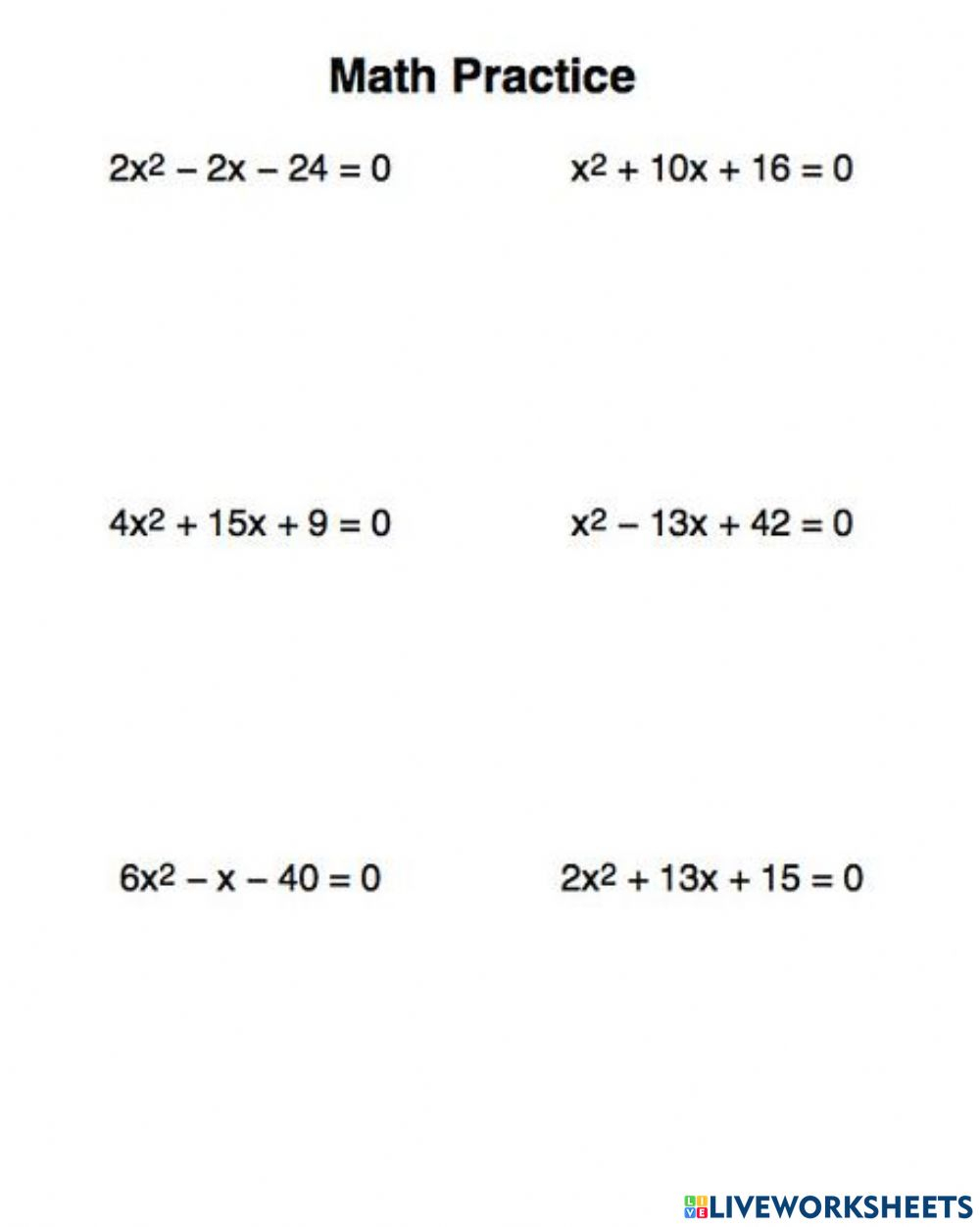 40 Factoring Quadratic Equations Worksheet 19