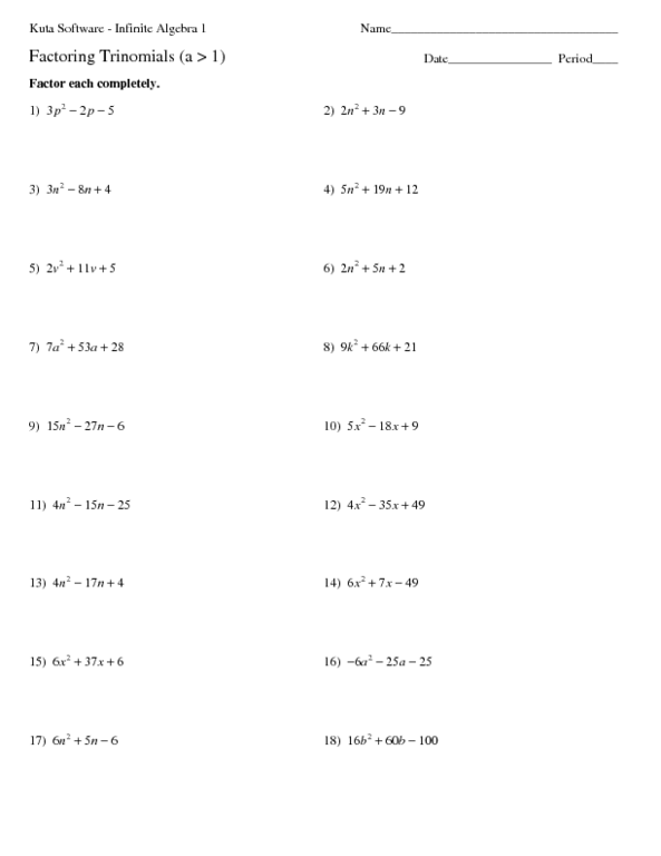 40 Factoring Quadratic Equations Worksheet 28