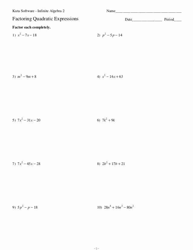 40 Factoring Quadratic Equations Worksheet 31