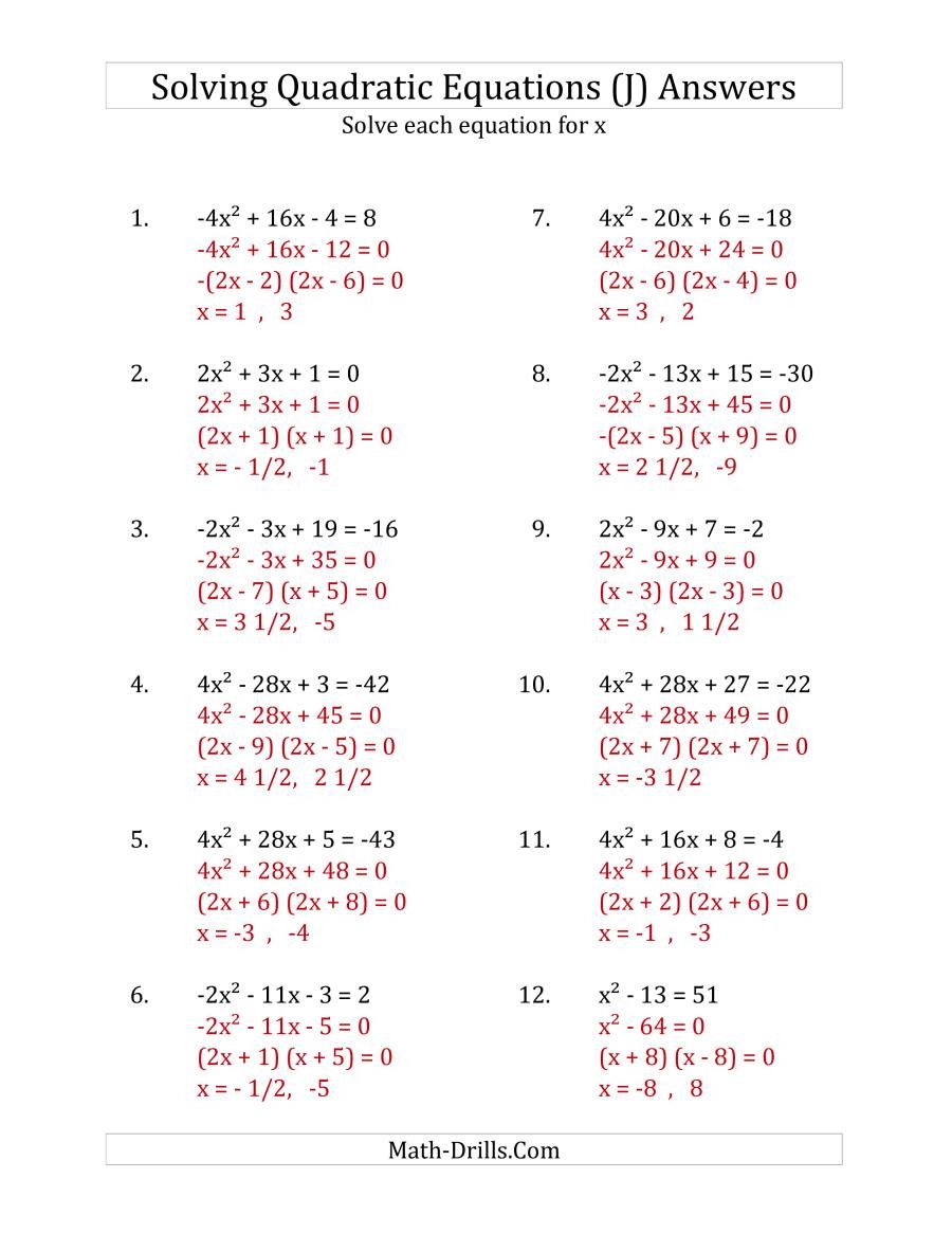 40 Factoring Quadratic Equations Worksheet 6