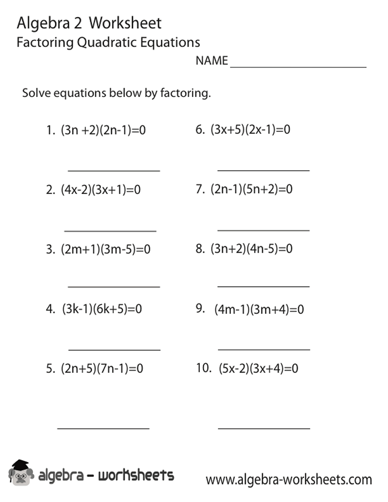 40 Factoring Quadratic Equations Worksheet 9