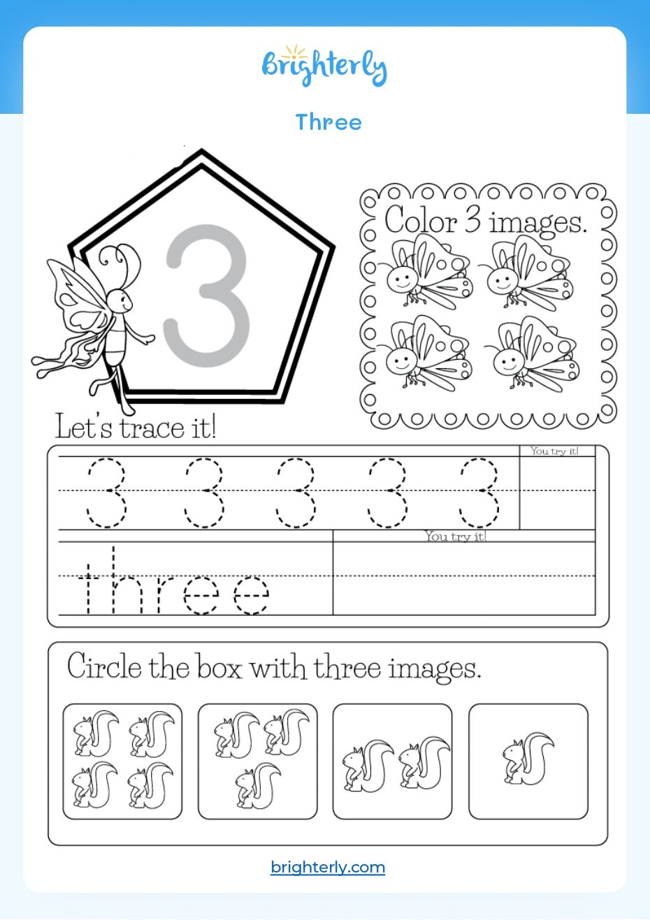 50 Number 3 Worksheet Preschool 40