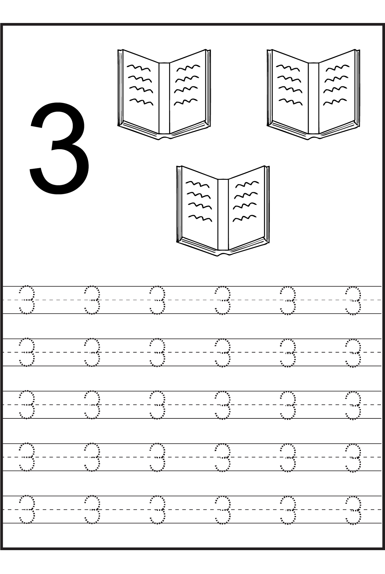 50 Number 3 Worksheet Preschool 47