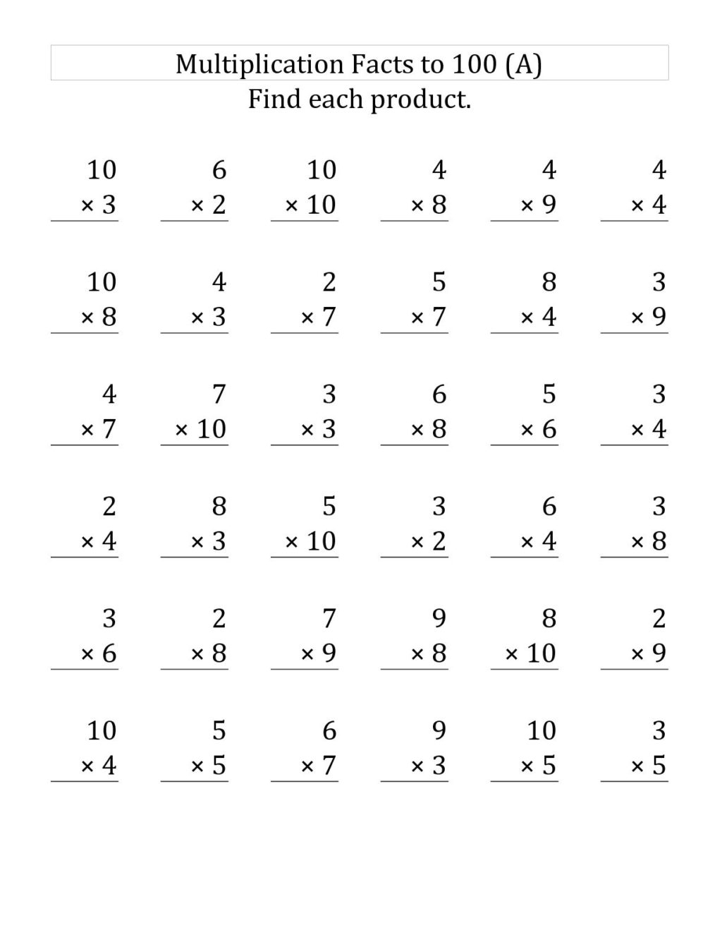 60 Free Worksheets For Multiplication 14