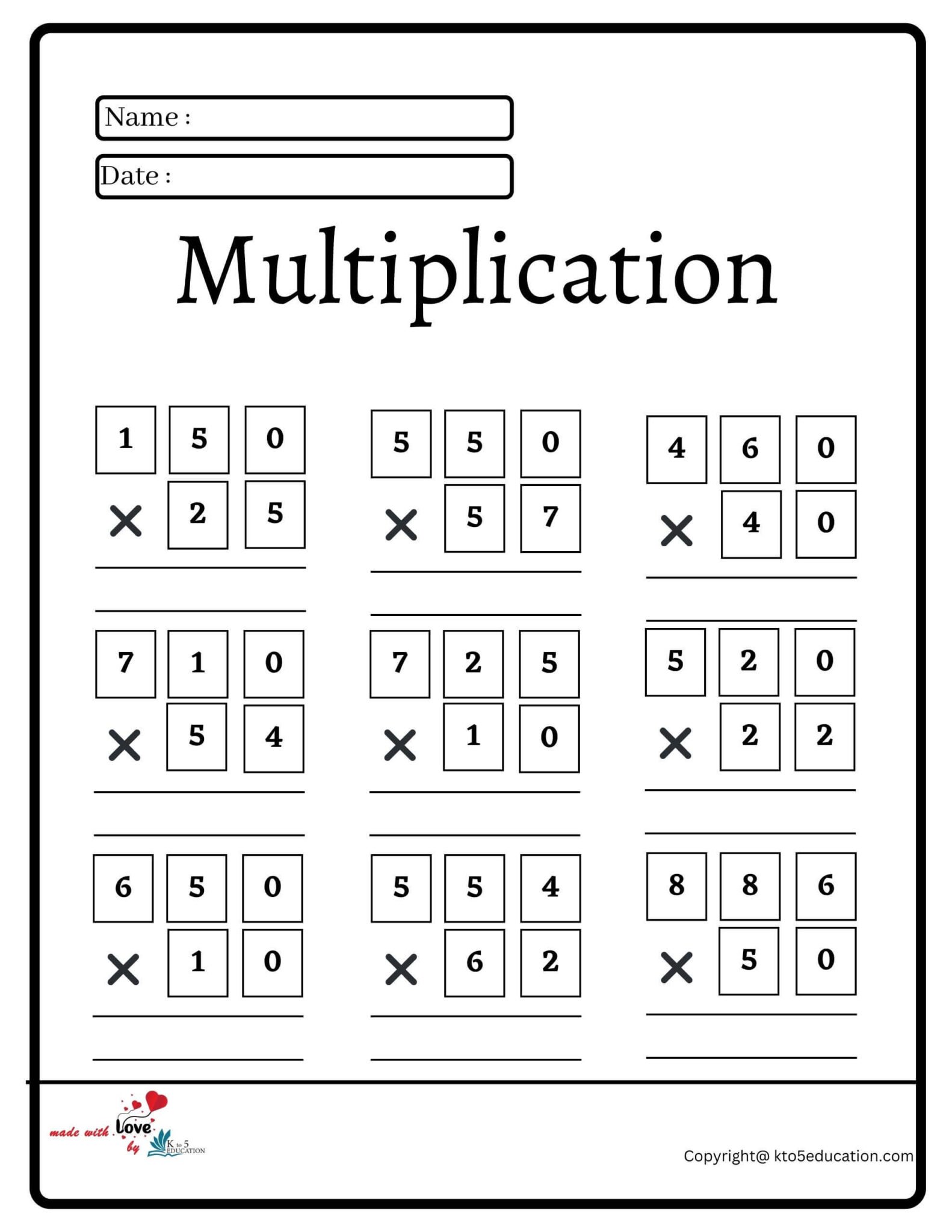 60 Free Worksheets For Multiplication 15