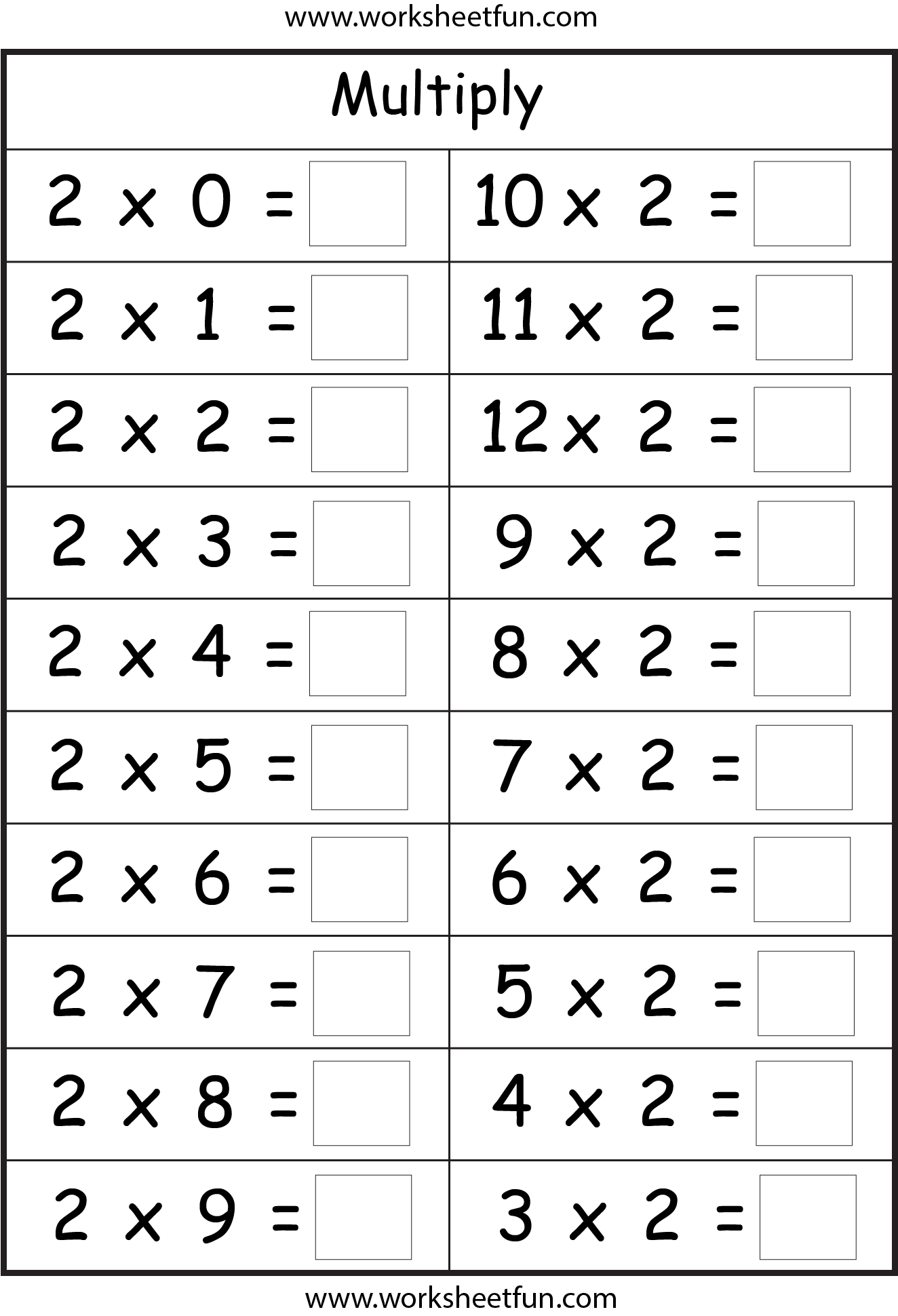 60 Free Worksheets For Multiplication 18