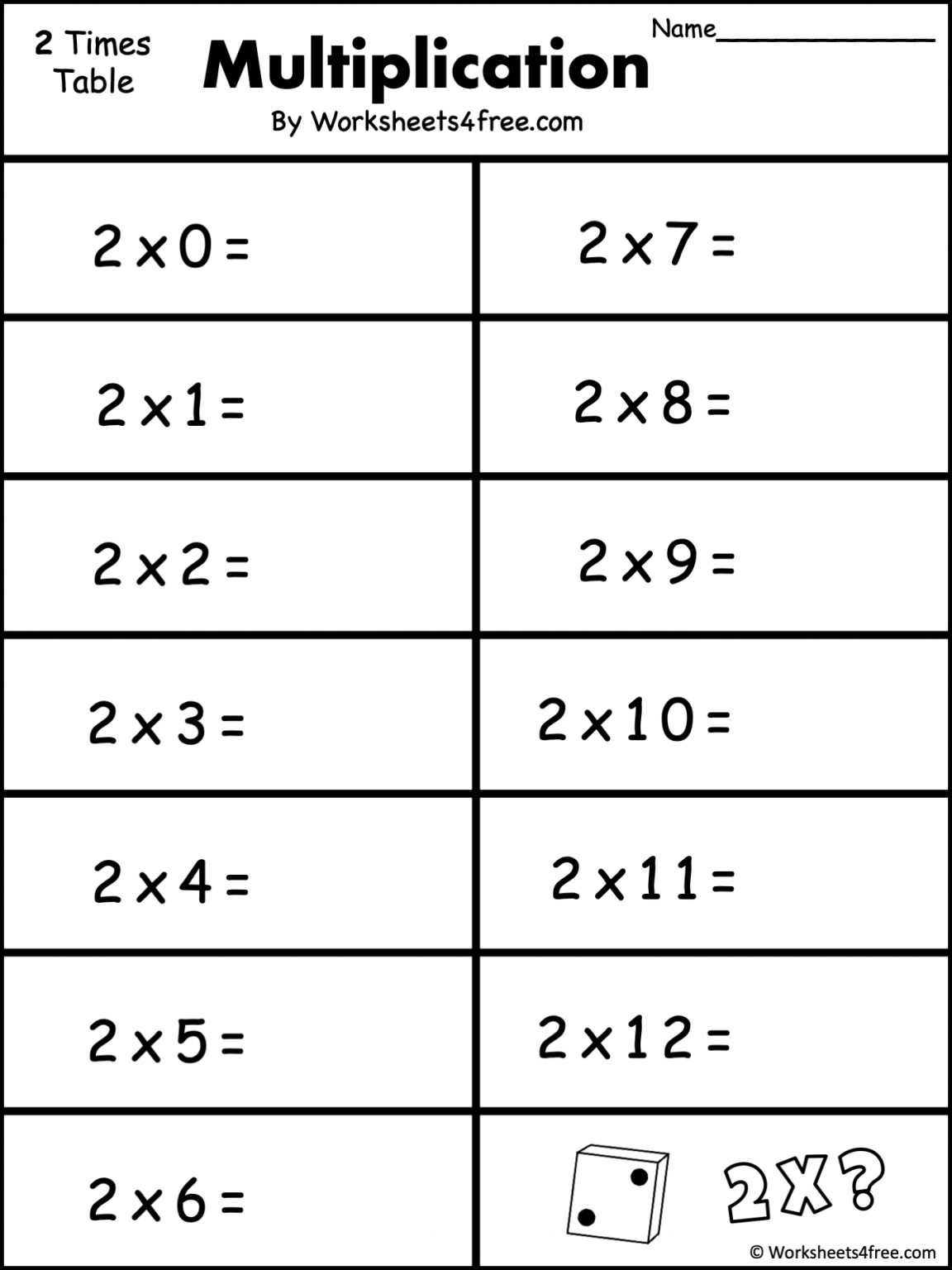 60 Free Worksheets For Multiplication 20