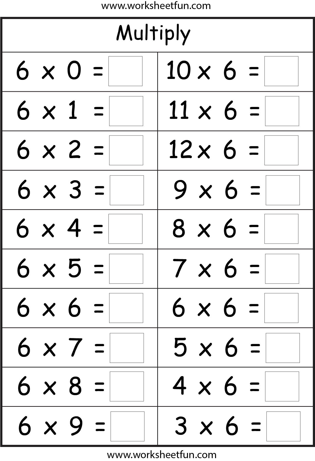 60 Free Worksheets For Multiplication 30