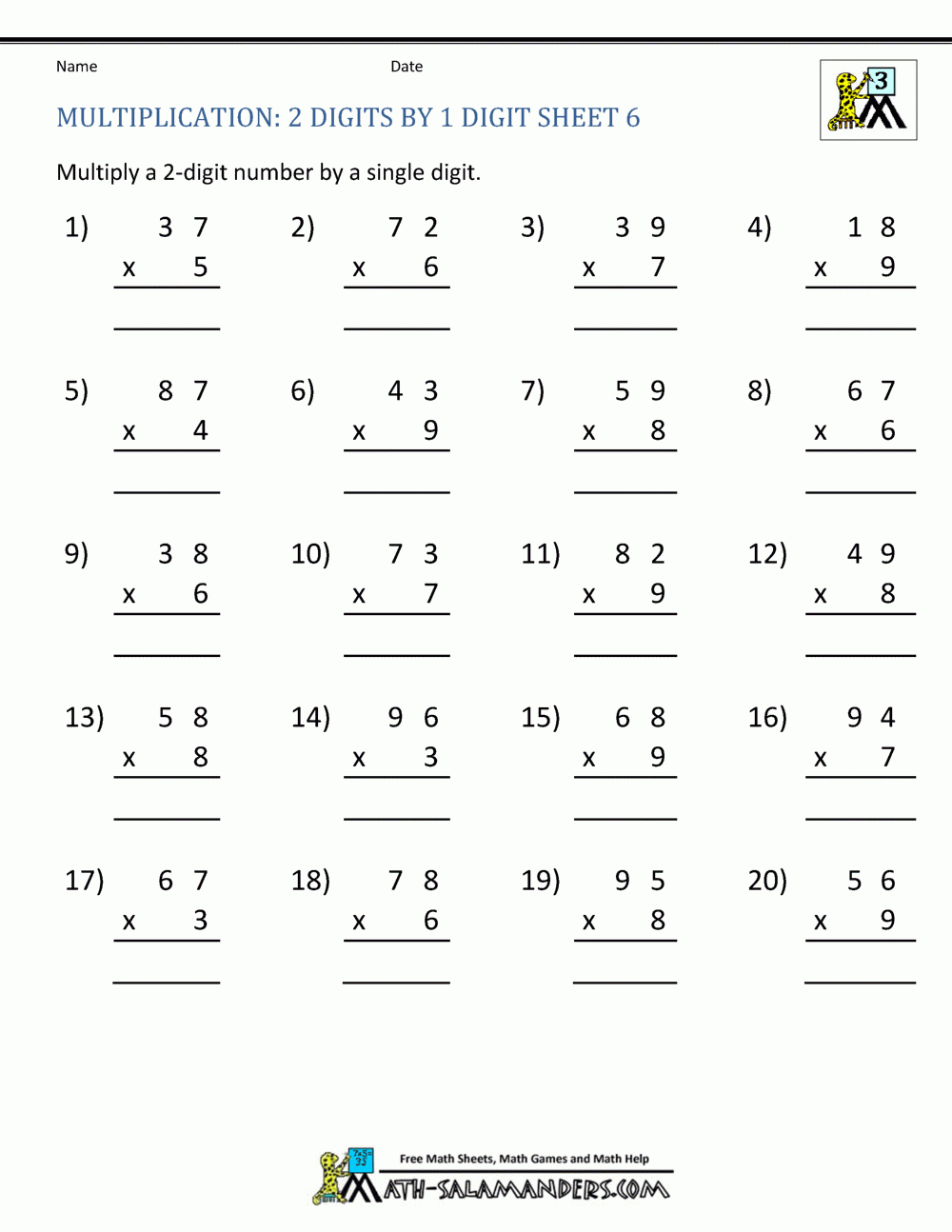 60 Free Worksheets For Multiplication 37