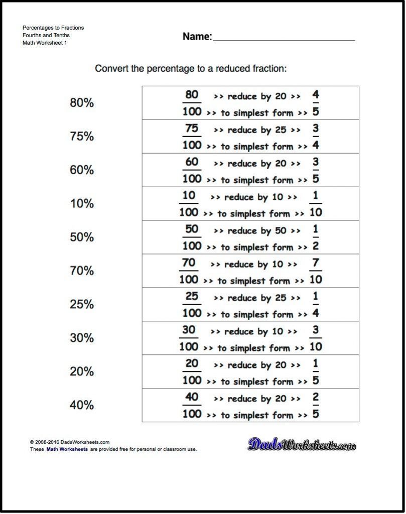 62 Fraction To Percent Worksheet 11