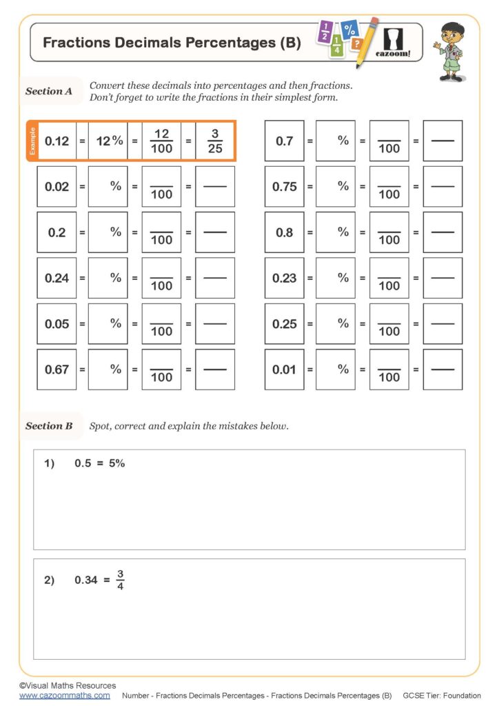 62 Fraction To Percent Worksheet 14