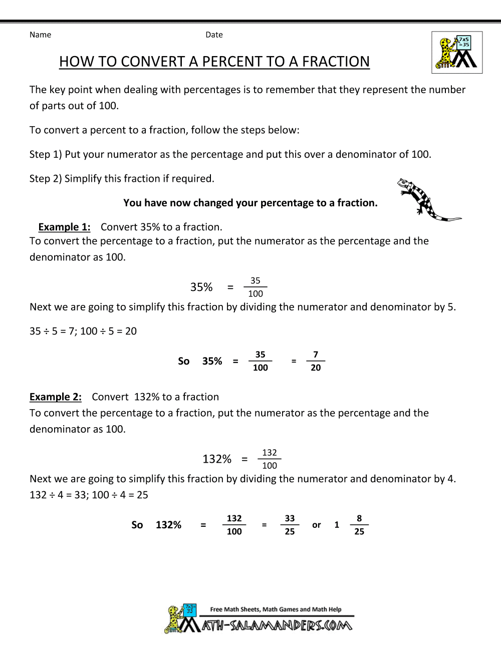 62 Fraction To Percent Worksheet 16