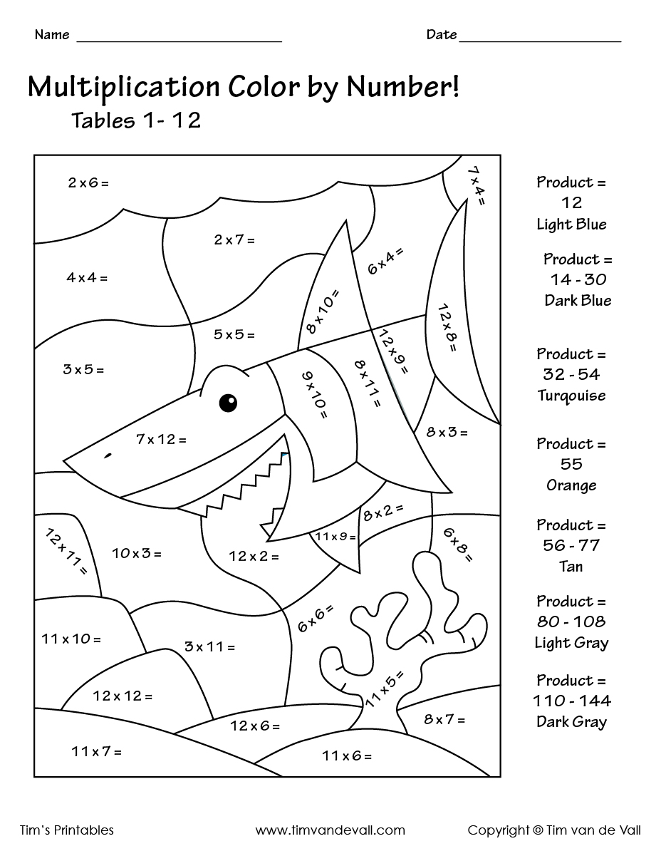 80 Printable Color By Multiplication Worksheets 16